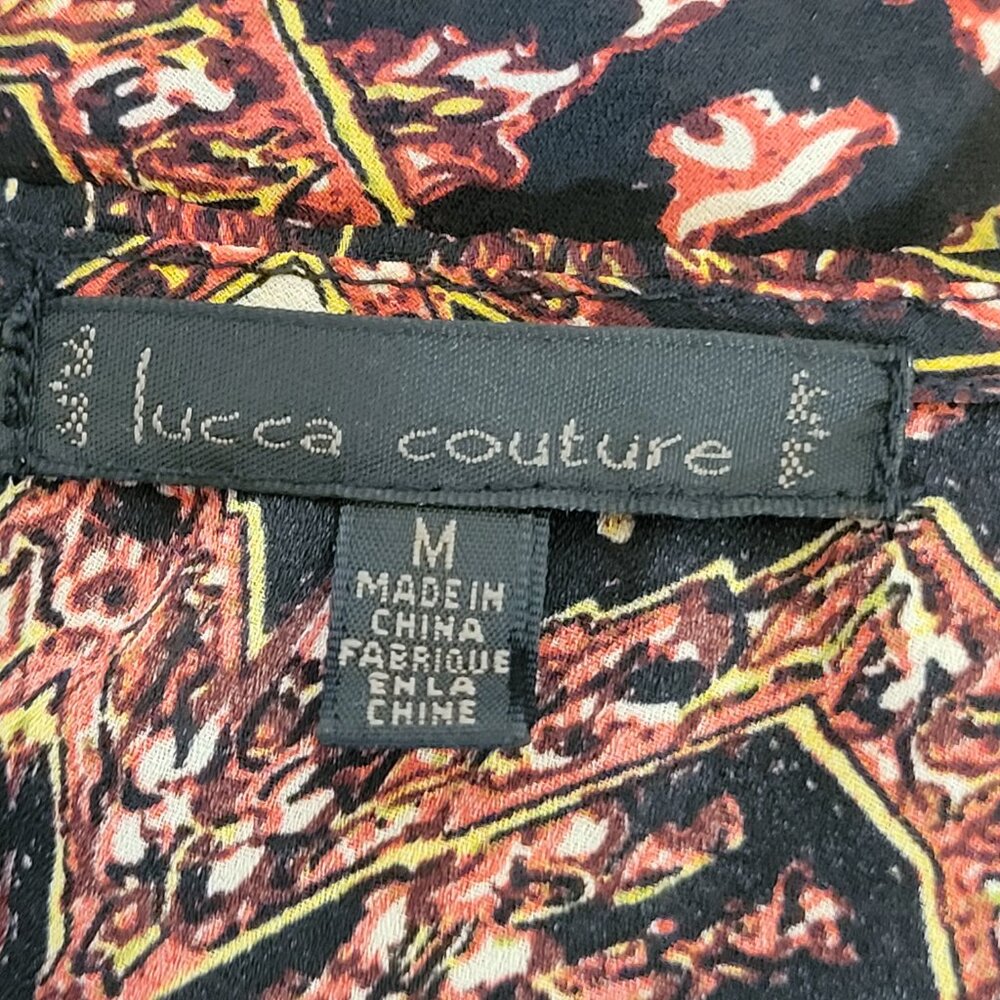 Lucca Couture Batik Pattern Romper Blk/Maroon Open Back Size M - Picture 14 of 14